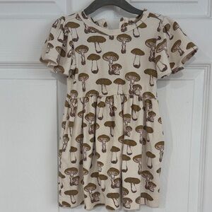 Kate Quinn Cream and Brown Mushroom Print Kids Dress
